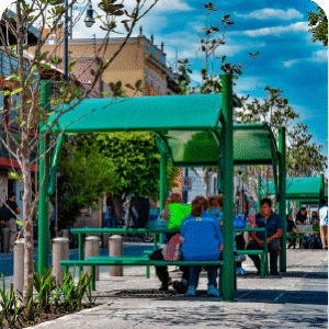 Mesas picnic con techumbre