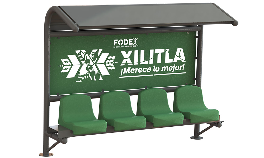 canchas banca modular jugadores con parasol 4p